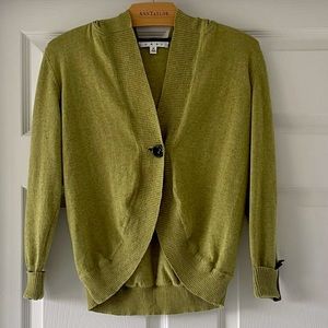 CAbi Green Knit Button Front Long Sleeve Cardigan w/Hood & Tulip Hem M (Women’s)